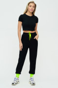Оптом Спортивные брюки женские черного цвета 1307Ch, фото 2