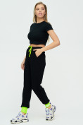 Оптом Спортивные брюки женские черного цвета 1307Ch, фото 5
