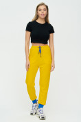 Оптом Спортивные брюки женские желтого цвета 1307J в Перми