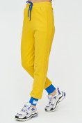 Оптом Спортивные брюки женские желтого цвета 1307J в Перми, фото 10
