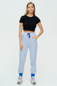 Оптом Спортивные брюки женские голубого цвета 1307Gl, фото 2