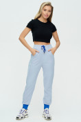 Оптом Спортивные брюки женские голубого цвета 1307Gl в Перми