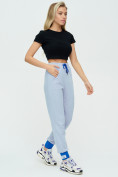 Оптом Спортивные брюки женские голубого цвета 1307Gl, фото 4