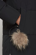 Оптом Пальто утепленное с капюшоном зимнее женское черного цвета 132132Ch, фото 10