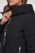 Оптом Пальто утепленное с капюшоном зимнее женское черного цвета 132132Ch, фото 11