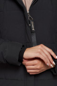 Оптом Пальто утепленное с капюшоном зимнее женское черного цвета 132132Ch, фото 15