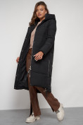 Оптом Пальто утепленное с капюшоном зимнее женское черного цвета 132132Ch, фото 17