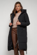 Оптом Пальто утепленное с капюшоном зимнее женское черного цвета 132132Ch, фото 18