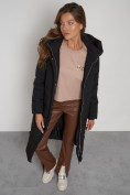 Оптом Пальто утепленное с капюшоном зимнее женское черного цвета 132132Ch, фото 21