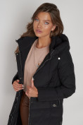 Оптом Пальто утепленное с капюшоном зимнее женское черного цвета 132132Ch, фото 22