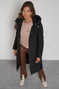 Оптом Пальто утепленное с капюшоном зимнее женское черного цвета 132132Ch, фото 23