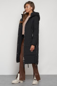 Оптом Пальто утепленное с капюшоном зимнее женское черного цвета 132132Ch, фото 26