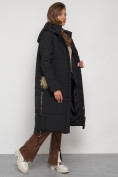Оптом Пальто утепленное с капюшоном зимнее женское черного цвета 132132Ch, фото 27