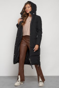 Оптом Пальто утепленное с капюшоном зимнее женское черного цвета 132132Ch, фото 31