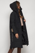 Оптом Пальто утепленное с капюшоном зимнее женское черного цвета 132132Ch, фото 32