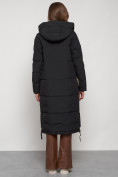 Оптом Пальто утепленное с капюшоном зимнее женское черного цвета 132132Ch, фото 4