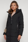 Оптом Пальто утепленное с капюшоном зимнее женское черного цвета 132132Ch, фото 6