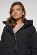 Оптом Пальто утепленное с капюшоном зимнее женское черного цвета 132132Ch, фото 8