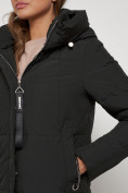 Оптом Пальто утепленное с капюшоном зимнее женское темно-зеленого цвета 132132TZ, фото 11