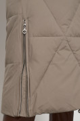 Оптом Пальто утепленное с капюшоном зимнее женское бежевого цвета 132227B, фото 14