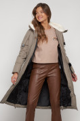 Оптом Пальто утепленное с капюшоном зимнее женское бежевого цвета 132227B, фото 30