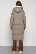 Оптом Пальто утепленное с капюшоном зимнее женское бежевого цвета 132227B, фото 4