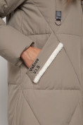 Оптом Пальто утепленное с капюшоном зимнее женское бежевого цвета 132227B, фото 8