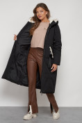 Оптом Пальто утепленное с капюшоном зимнее женское черного цвета 132227Ch в Екатеринбурге, фото 21