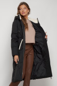 Оптом Пальто утепленное с капюшоном зимнее женское черного цвета 132227Ch в Екатеринбурге, фото 22