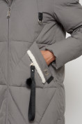 Оптом Пальто утепленное с капюшоном зимнее женское цвета хаки 132227Kh в Сочи, фото 11