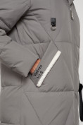 Оптом Пальто утепленное с капюшоном зимнее женское цвета хаки 132227Kh в Перми, фото 12