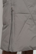 Оптом Пальто утепленное с капюшоном зимнее женское цвета хаки 132227Kh в Уфе, фото 15