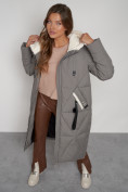 Оптом Пальто утепленное с капюшоном зимнее женское цвета хаки 132227Kh в Перми, фото 23