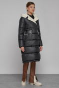 Оптом Пальто утепленное с капюшоном зимнее женское черного цвета 1322367Ch, фото 3