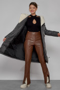 Оптом Пальто утепленное с капюшоном зимнее женское темно-серого цвета 1322367TC в Минске, фото 10