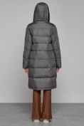 Оптом Пальто утепленное с капюшоном зимнее женское темно-серого цвета 1322367TC, фото 4