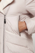 Оптом Пальто утепленное с капюшоном зимнее женское бежевого цвета 132255B в Воронеже, фото 19