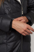 Оптом Пальто утепленное с капюшоном зимнее женское черного цвета 132255Ch в Сочи, фото 14
