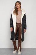 Оптом Пальто утепленное с капюшоном зимнее женское черного цвета 132255Ch в Омске, фото 22
