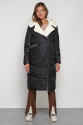 Оптом Пальто утепленное с капюшоном зимнее женское черного цвета 132255Ch в Ростове-на-Дону, фото 5