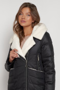 Оптом Пальто утепленное с капюшоном зимнее женское черного цвета 132255Ch в Омске, фото 9