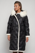 Оптом Пальто утепленное с капюшоном зимнее женское черного цвета 132290Ch, фото 10