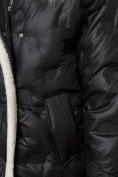 Оптом Пальто утепленное с капюшоном зимнее женское черного цвета 132290Ch в Екатеринбурге, фото 15
