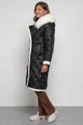 Оптом Пальто утепленное с капюшоном зимнее женское черного цвета 132290Ch в Екатеринбурге, фото 2
