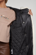 Оптом Пальто утепленное с капюшоном зимнее женское черного цвета 132290Ch в Екатеринбурге, фото 18