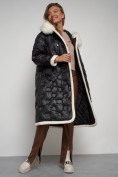 Оптом Пальто утепленное с капюшоном зимнее женское черного цвета 132290Ch в Екатеринбурге, фото 19