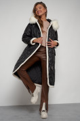 Оптом Пальто утепленное с капюшоном зимнее женское черного цвета 132290Ch в Екатеринбурге, фото 21