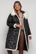 Оптом Пальто утепленное с капюшоном зимнее женское черного цвета 132290Ch в Екатеринбурге, фото 24