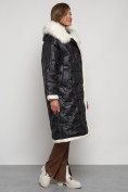 Оптом Пальто утепленное с капюшоном зимнее женское черного цвета 132290Ch, фото 3