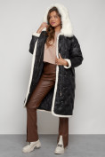 Оптом Пальто утепленное с капюшоном зимнее женское черного цвета 132290Ch, фото 28